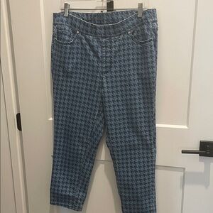 Isaac Mizrahi live Blue Houndstooth Print Jeans size 14
